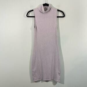TNA Aritzia Women's Light Grey Mock Neck Sleeveless Fitted Sasamet Dress Sz XS